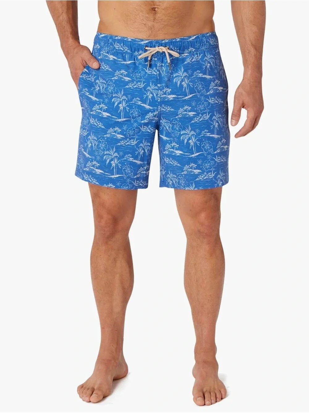 Fair Harbor The Bayberry Lined Swim Trunks Blue Tropical Men’s Size S